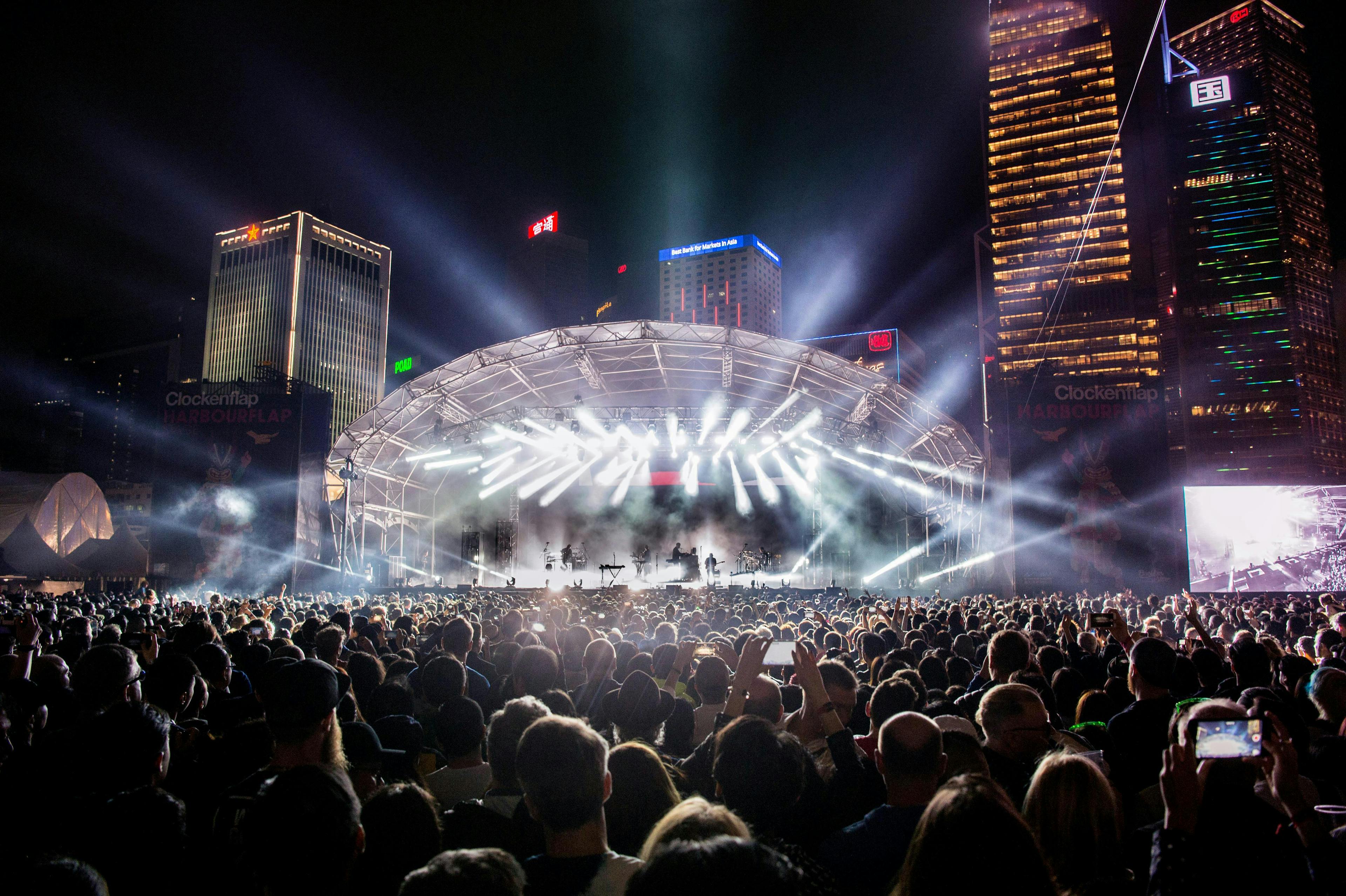concert crowd person lighting urban rock concert stage
