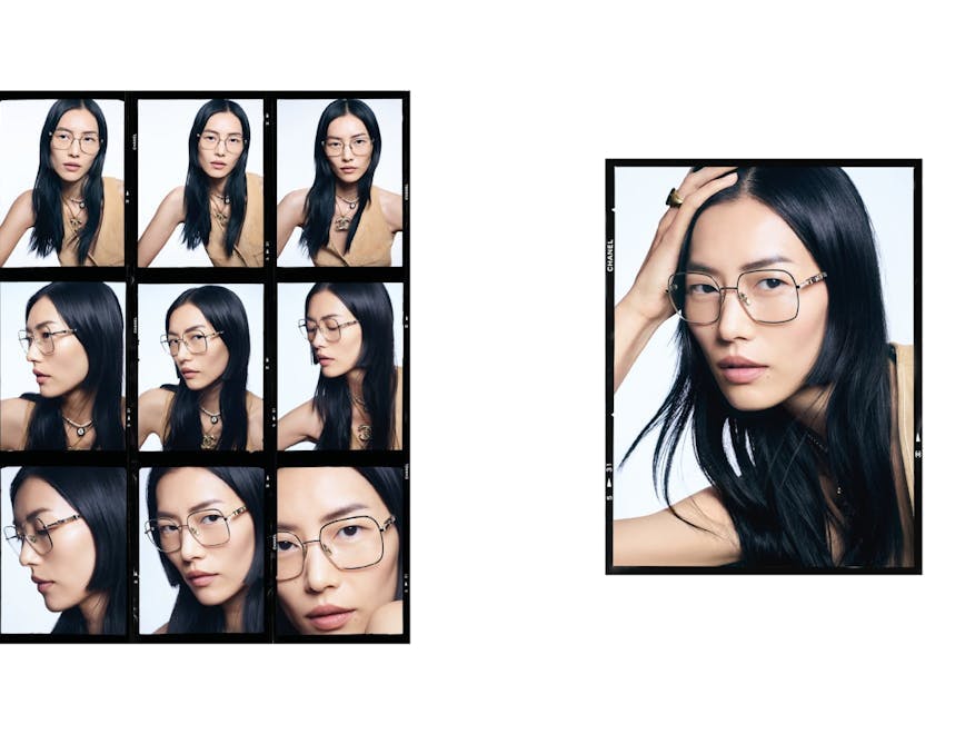 black hair person art collage adult female woman glasses face portrait