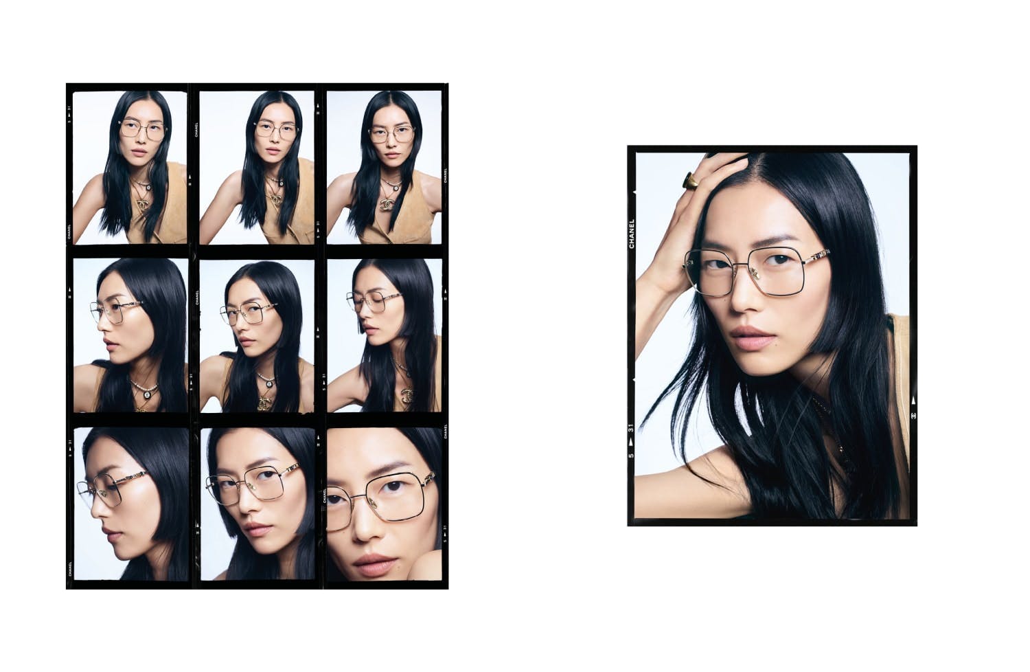 black hair person art collage adult female woman glasses face portrait